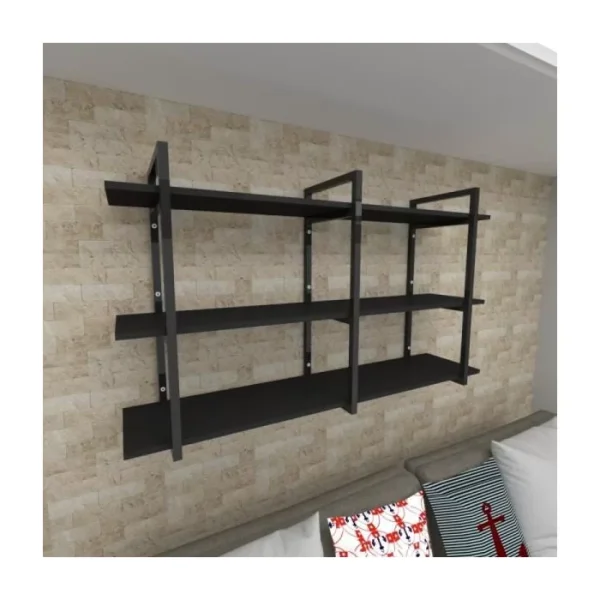 Prateleira industrial para Sala aço cor preto prateleiras 30cm modelo ind12 Preto